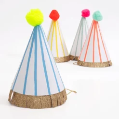 New Meri Meri Stripe Pom Pom Party Hats