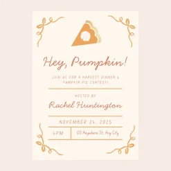 New Bonjour Fete Sweet as Pumpkin Pie Digital Party Invitation