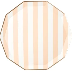 New Bonjour Fete Sweet Peach Signature Cabana Stripe Plates