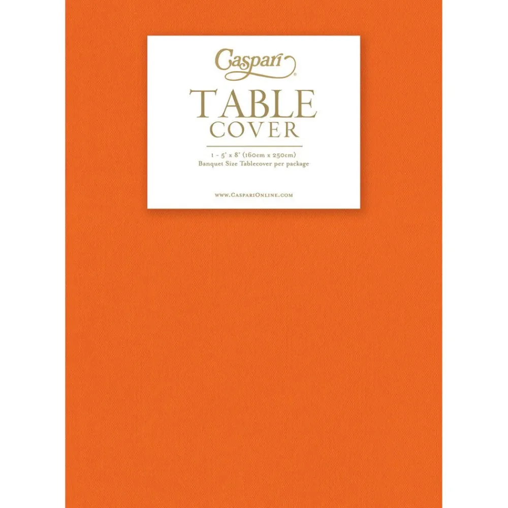Clearance Caspari Tangerine Orange Linen Like Table Cover
