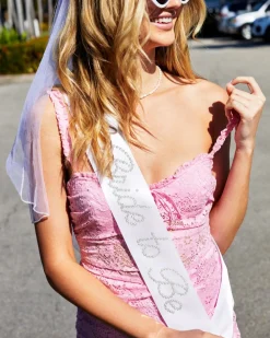 Sale xo, Fetti That Bride Sash - white silk + rhinestones