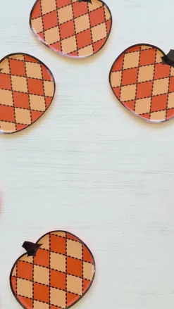 Bonjour Fete Vintage Halloween Harlequin Pumpkin Plates