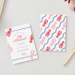 New Bonjour Fete Wavy Lobster Digital Party Invitation Download