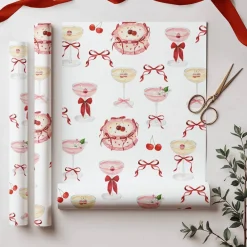 JOSIL Paperie & Gift Whimsical Cocktails & Cake Gift Wrap Sheets