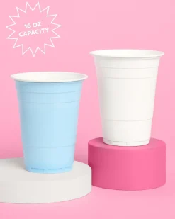 Best xo, Fetti White and Blue Plastic Cups