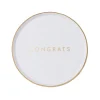Hot Bonjour Fete White & Gold Congrats Small Plates