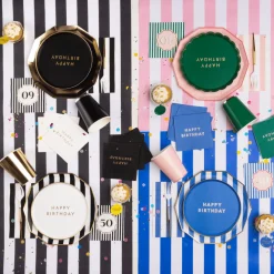 Sale Bonjour Fete White & Gold Signature Happy Birthday Small Plates