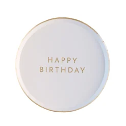 Sale Bonjour Fete White & Gold Signature Happy Birthday Small Plates