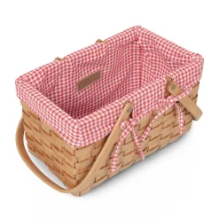 Best Picnic Time Family of Brands White & Red Gingham Farmhouse Picnic Basket