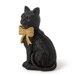 Two's Company Wicker Black Cat Decoration
