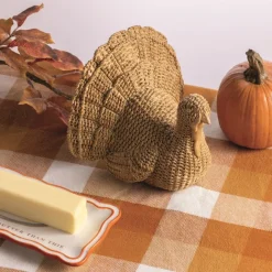 Hot Mud Pie Wicker Turkey Decoration