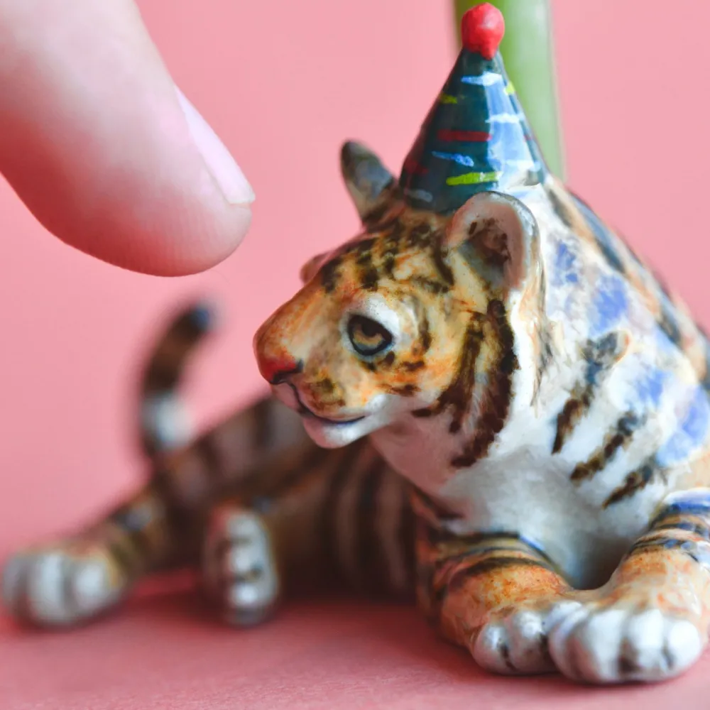 Clearance Camp Hollow Year of the Tiger Cake Topper | Porcelain Party Animal | Candle Holder | Chinese Zodiac