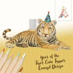 Clearance Camp Hollow Year of the Tiger Cake Topper | Porcelain Party Animal | Candle Holder | Chinese Zodiac