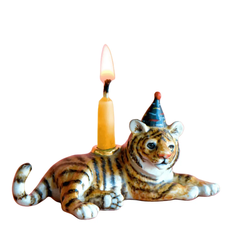 Clearance Camp Hollow Year of the Tiger Cake Topper | Porcelain Party Animal | Candle Holder | Chinese Zodiac